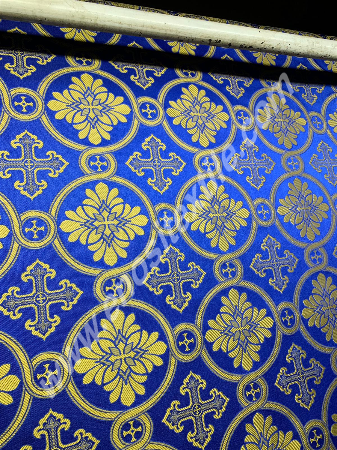 KL-014 Dark Blue-Gold Brocade Fabrics